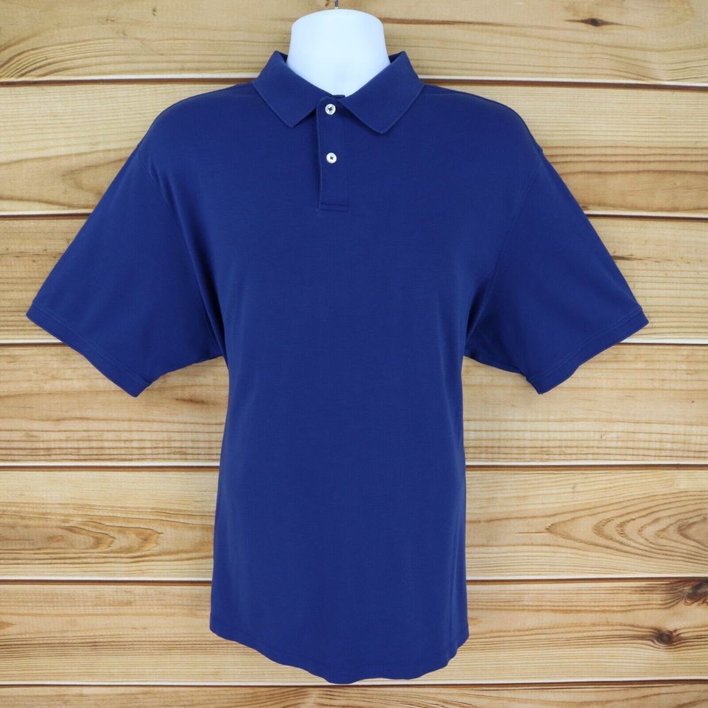 Roundtree & Yorke Polo Shirt Mens Size XL Blue 100% Supima Cotton Collared GOLF